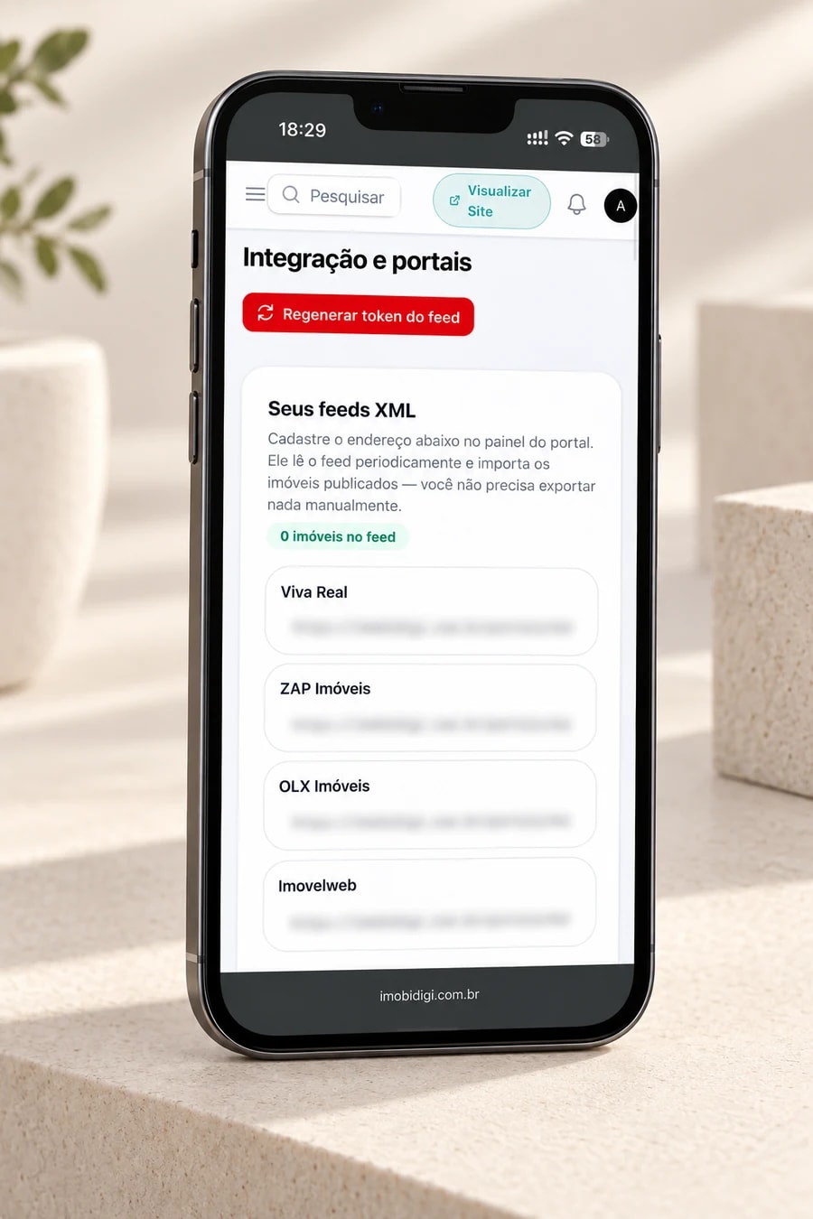 Integração com portais no celular, com os feeds XML de Viva Real, ZAP, OLX e Imovelweb