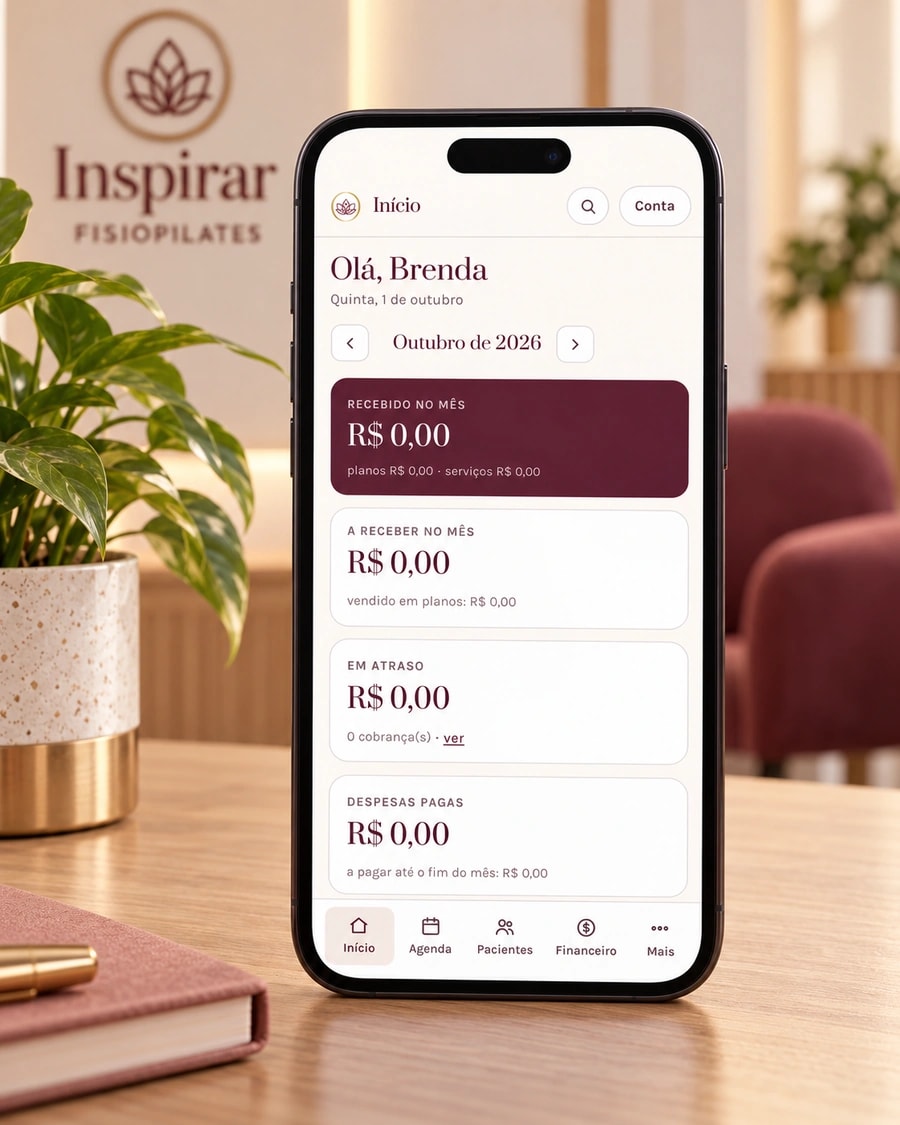 Início do Inspirar no celular com o resumo financeiro do mês